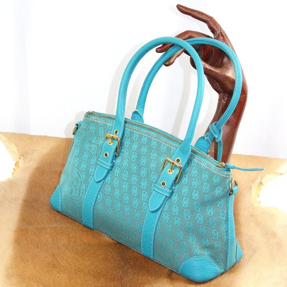 Dooney & Bourke Handbags - Dooney & Bourke Signature Couture Collection Blue Monogram Canvas Style Satchel
